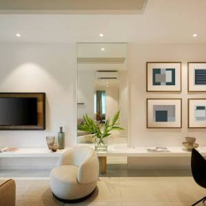 Modern living room with television