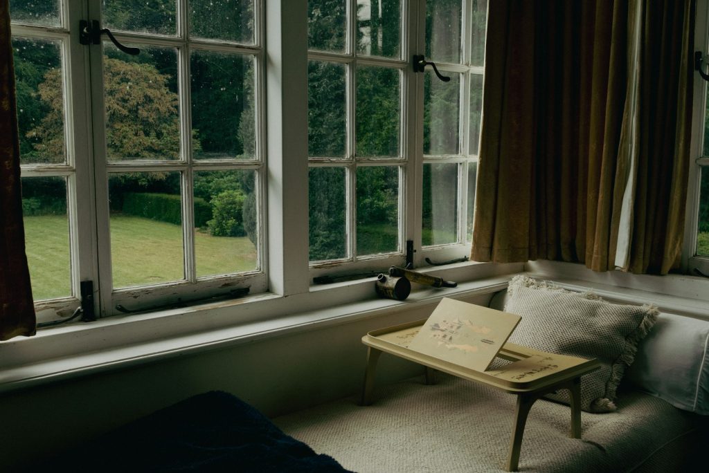 Guest house room with table