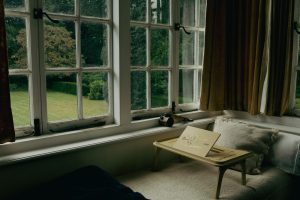 Guest house room with table