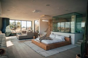 Suite with bed and sectional sofa